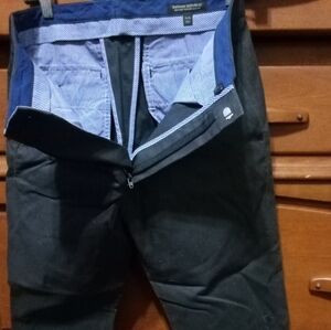 Banana Republic Dark Grey Lined Dress Pants with Blue Gingham Lining